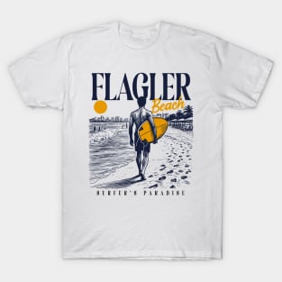 Vintage Surfing Flagler Beach, Florida // Retro Surfer Sketch // Surfer's Paradise T-Shirt